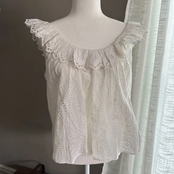 Sezane 100% cotton flutter sleeve blouse - Picture 4 of 9